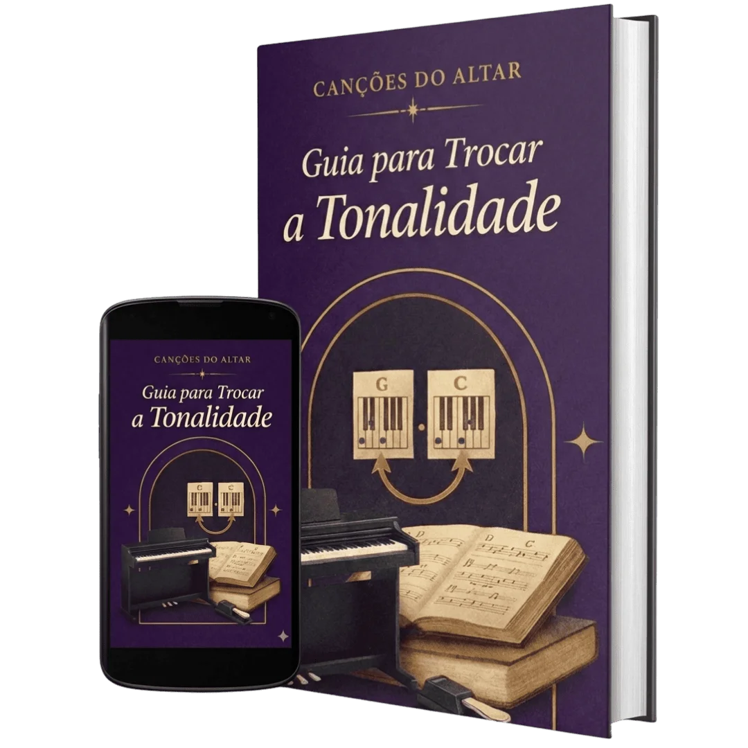 Mockup do bônus Guia de Como Trocar de Tonalidade (Teclado)